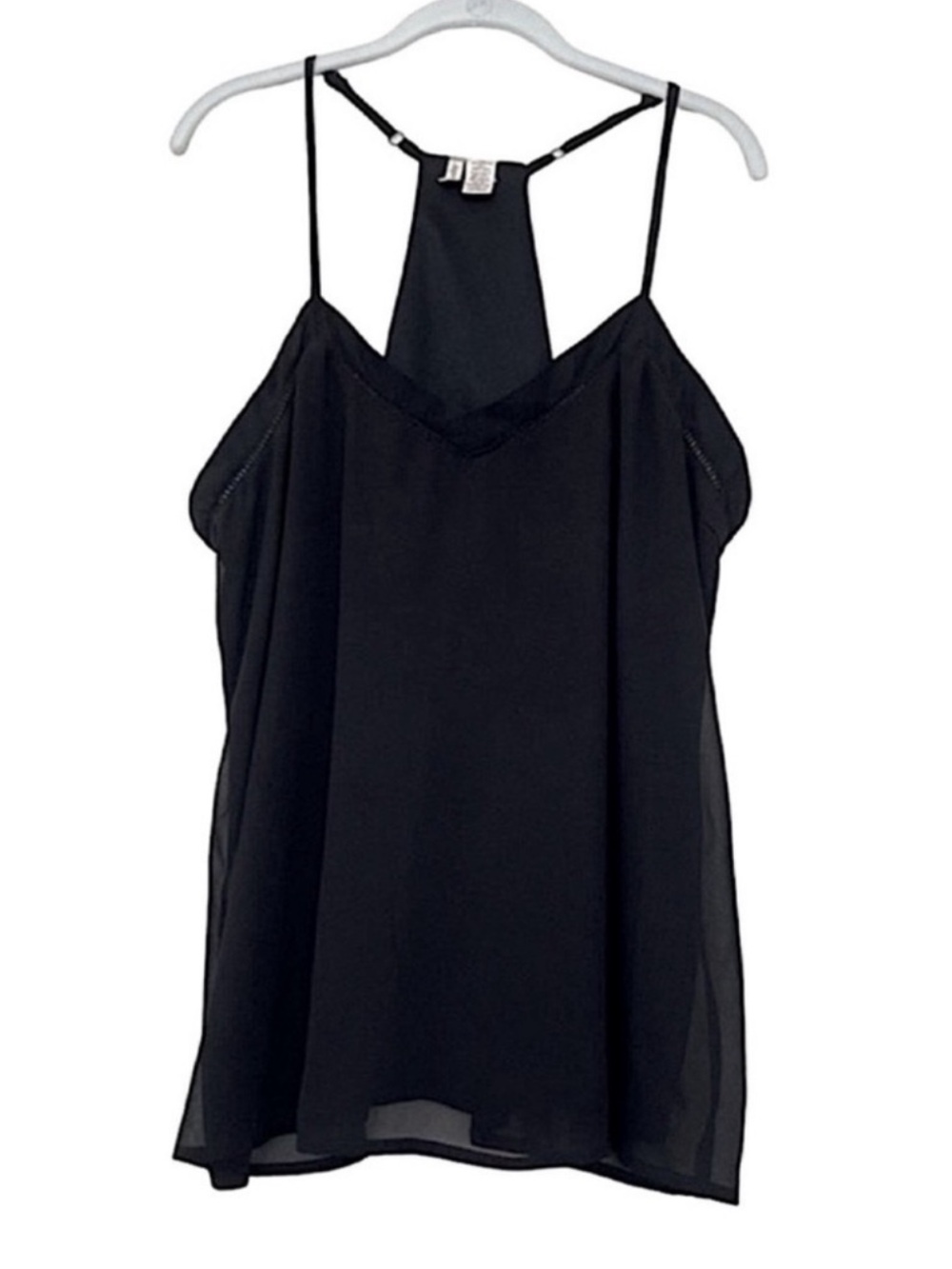 Japna V-neck Racerback Camisole Spaghetti Strap Top Black Size L